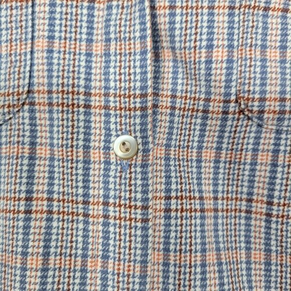 WOOLRICH Women's Light Blue Plaid Striped 100% Cotton Button Down Flannel Size L - Picture 6 of 14